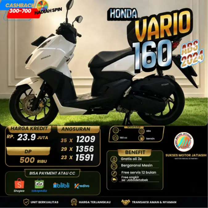 HONDA VARIO 160 ABS 2024 KM MASIH RENDAH BISA CASH DAN KREDIT PAYMENT
