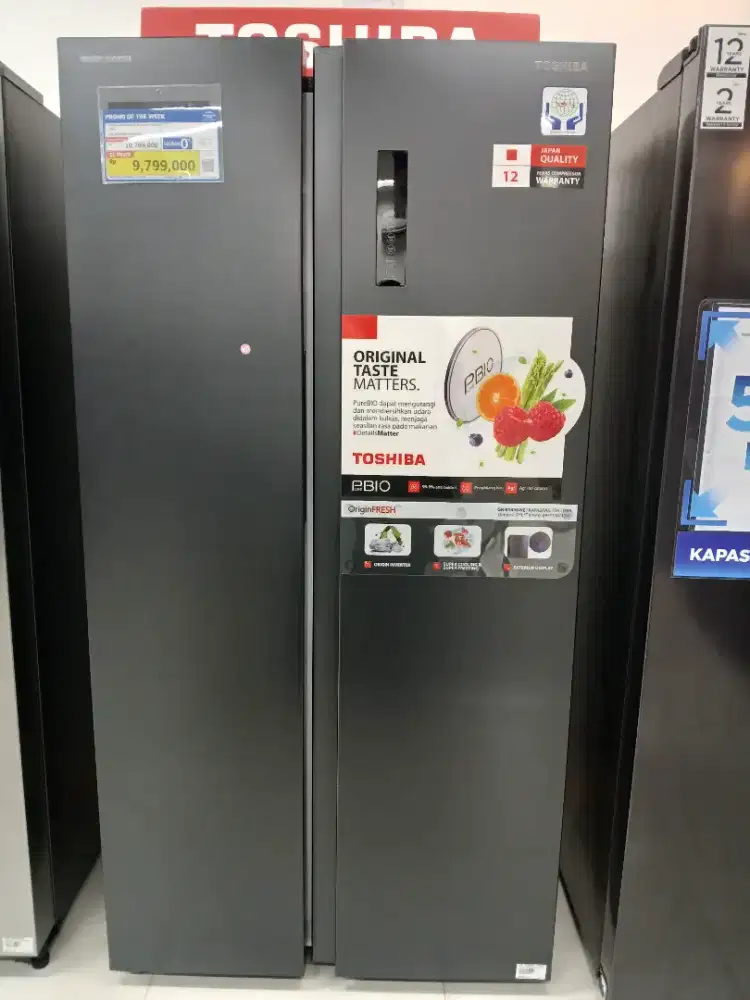 KULKAS TOSHIBA REFRIGERATOR SBS 620L DARK GRAY