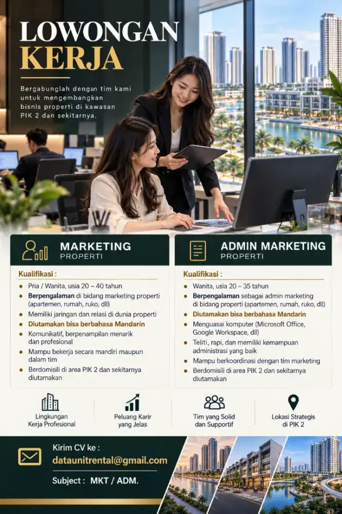 Dicari Marketing / Admin Properti
