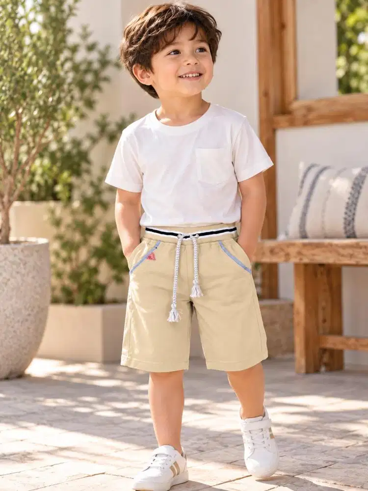 Celana pendek short pants anak laki laki Khaki kombi blue fashion kids