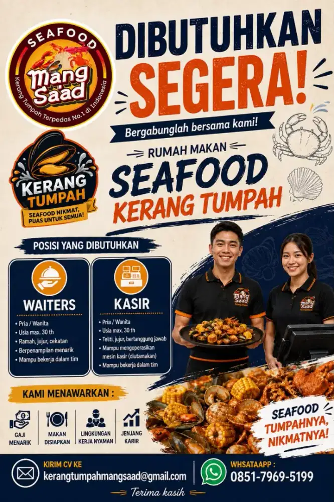 Dibutuhkan segera waiters dan kasir