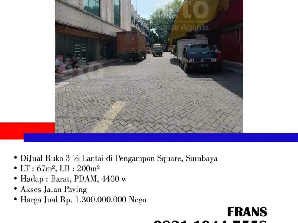 DiJual Cepat Ruko 3 ½ Lantai di Pengampon Square, di Surabaya