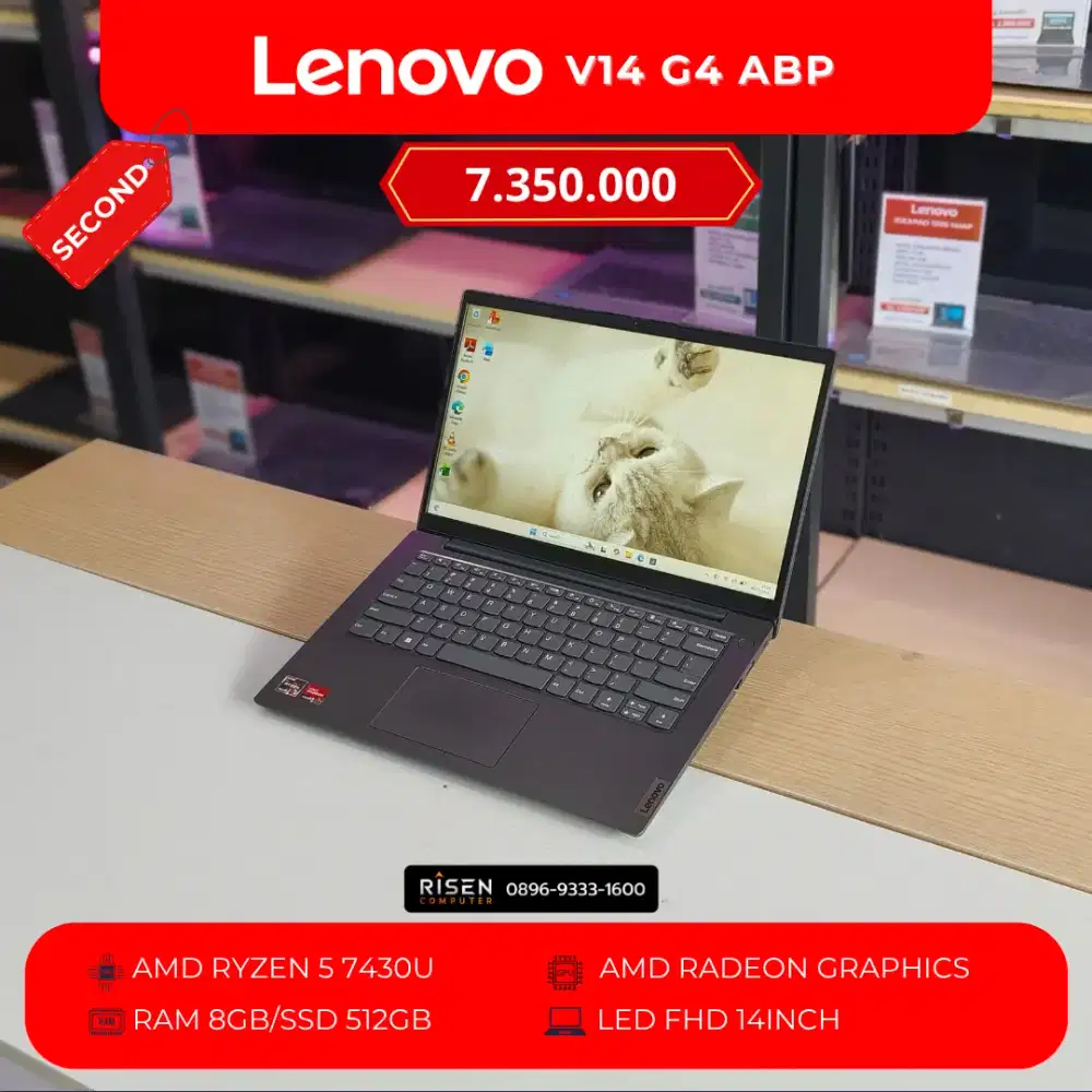LENOVO V14 G4 ABP AMD Ryzen 5 7430U RAM 8GB SSD 512GB FHD 14Inch
