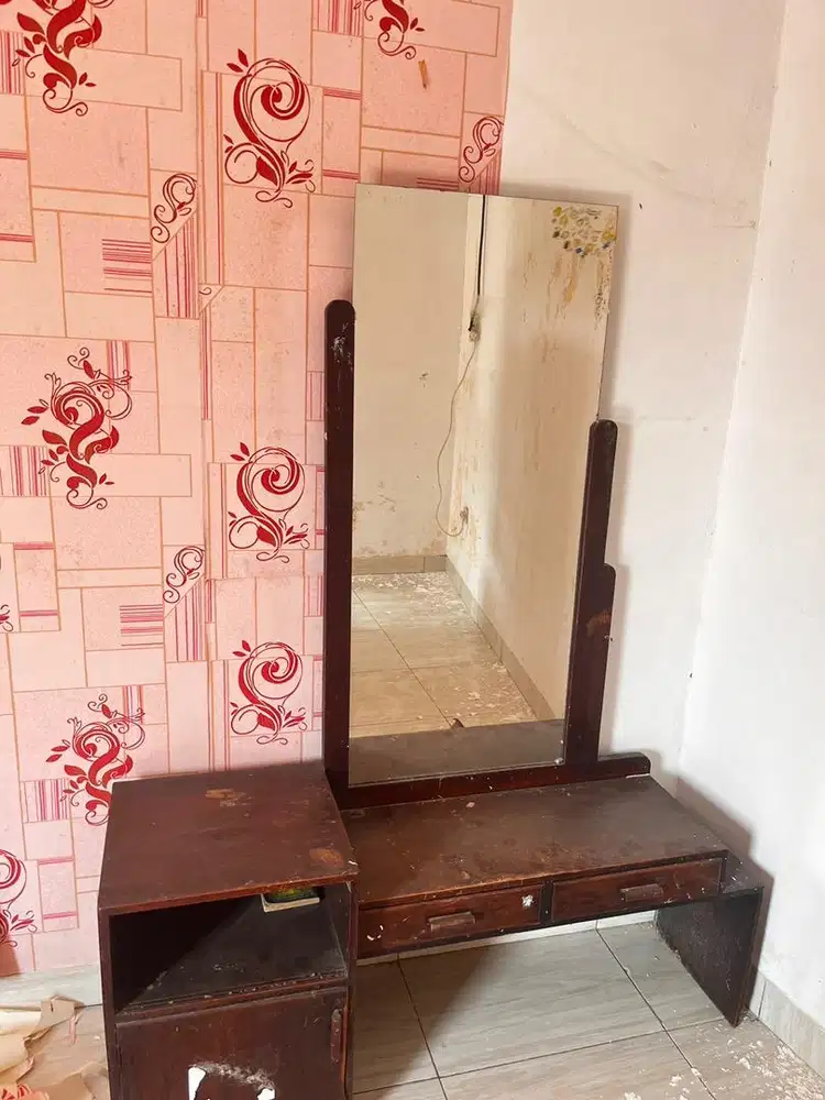 jual meja rias kayu, warna coklat