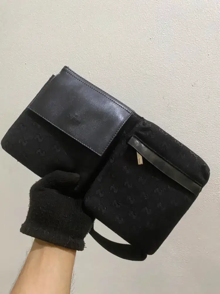 Waistbag belbag gucci black kanvas good quality