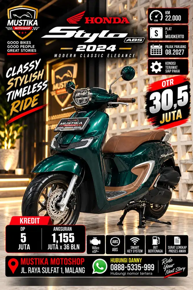 Honda Stylo ABS 160 2024. KM 22rb. DANNY Mustika Sulfat