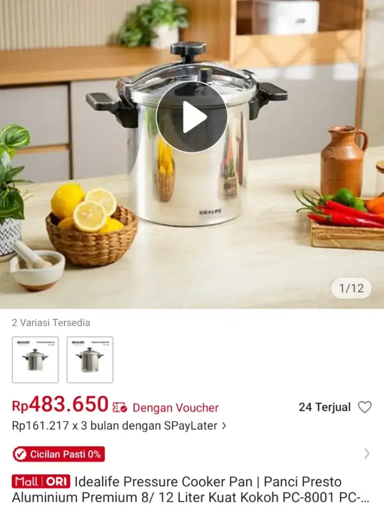 Panci presto idealife 8L