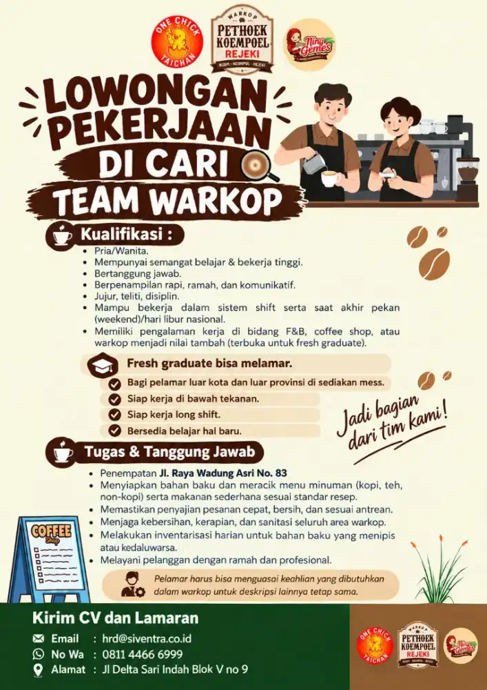 Lowongan Pekerjaan Team Warkop