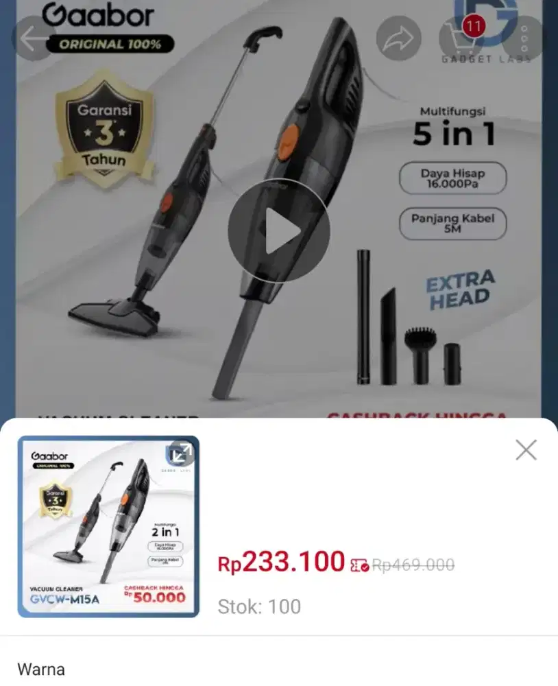 Vacum cleaner gaboor