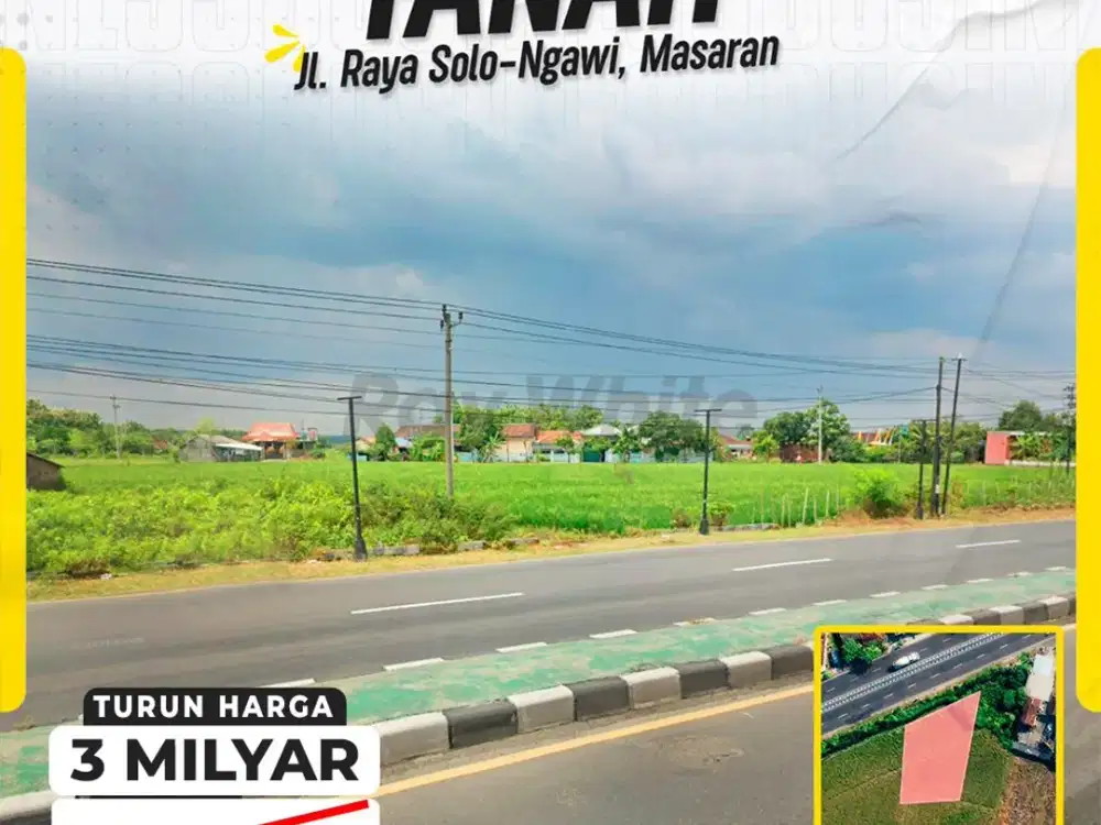 Dijual Tanah Strategis Lebar Depan 22m di Krikilan Masaran Sragen
