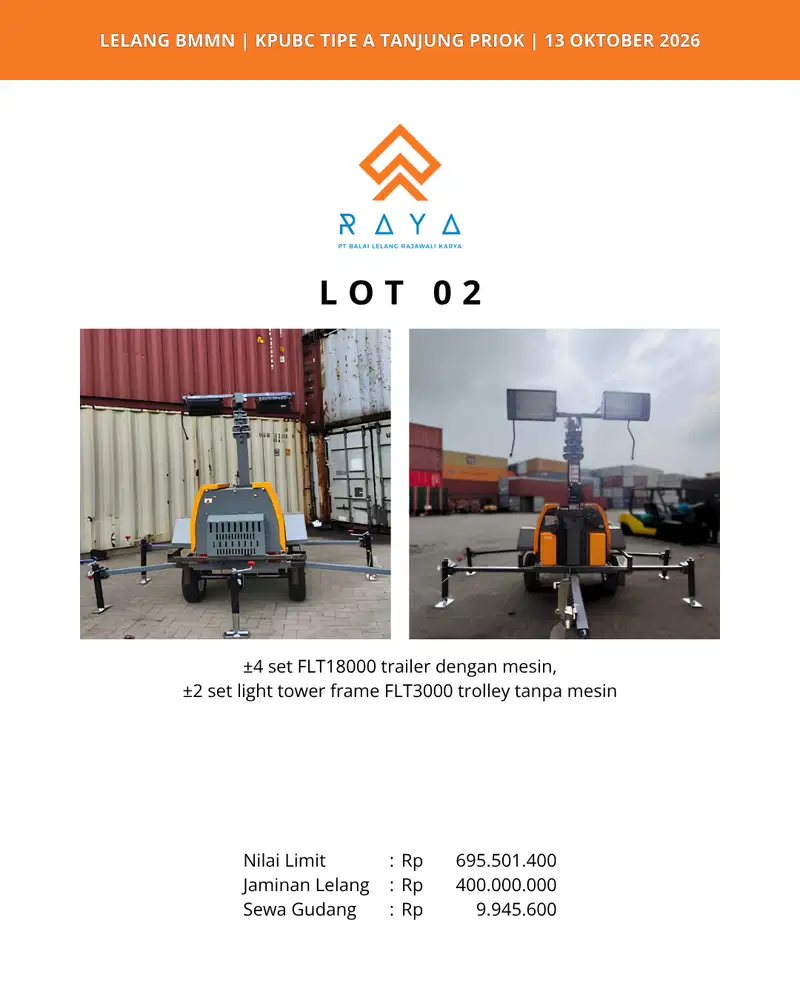 LIGHT TOWER FRAME FLT3000 TROLLEY (TANPA MESIN) DAN FLT18000 TRAILER
