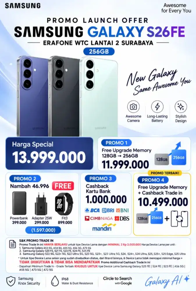 PROMO S26FE dapatkan bonus hingga 4Jutaam