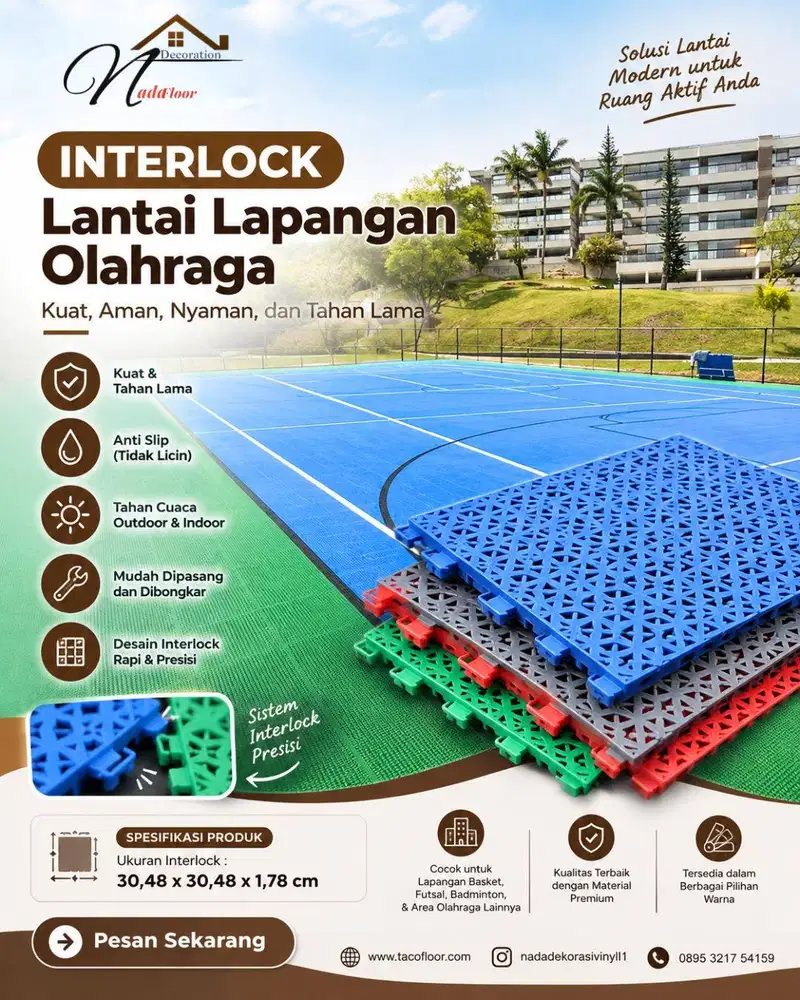 Lantai interlock | lapangan futsal interlock harga permeter