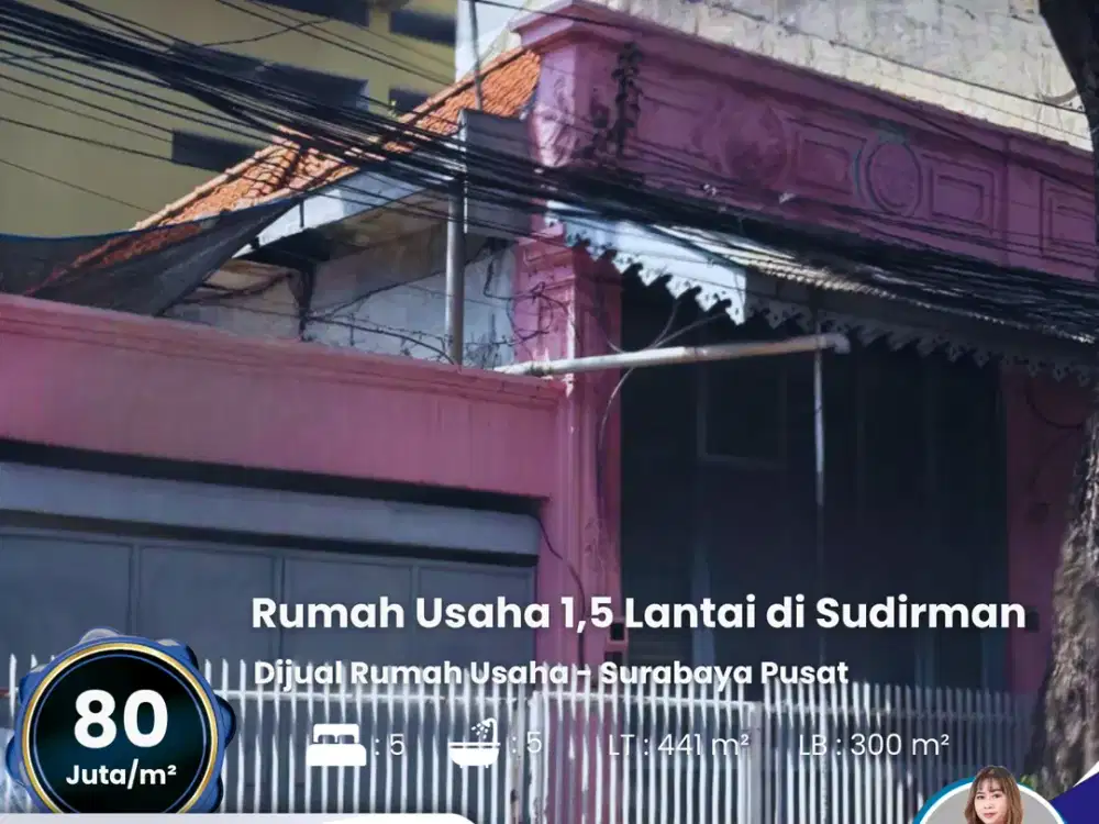 Dijual atau Disewakan 1,5 Lantai Rumah Usaha - Surabaya Pusat