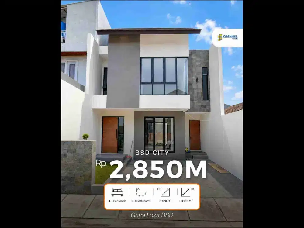 Jual Rumah Baru 2 Lantai Modern Dekat Akses Tol BSD Griya Loka, Ea