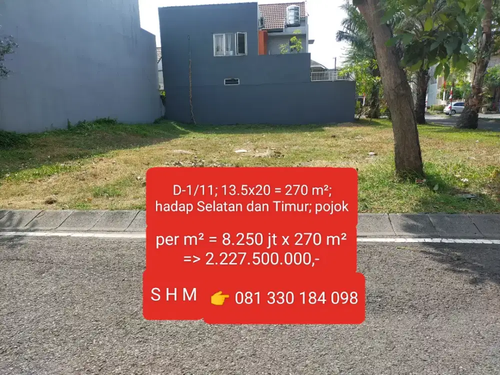 LANGKA. Perum Citra Garden Sidoarjo  Dijual Tanah luasan 270 m²