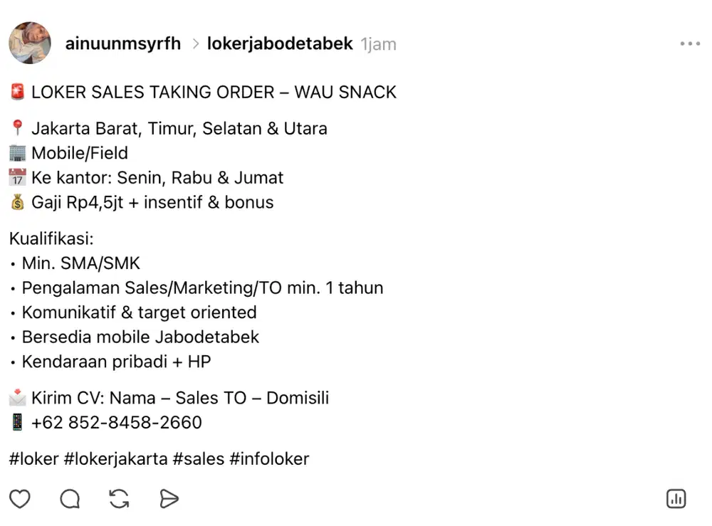 LOKER SALES TAKING ORDER