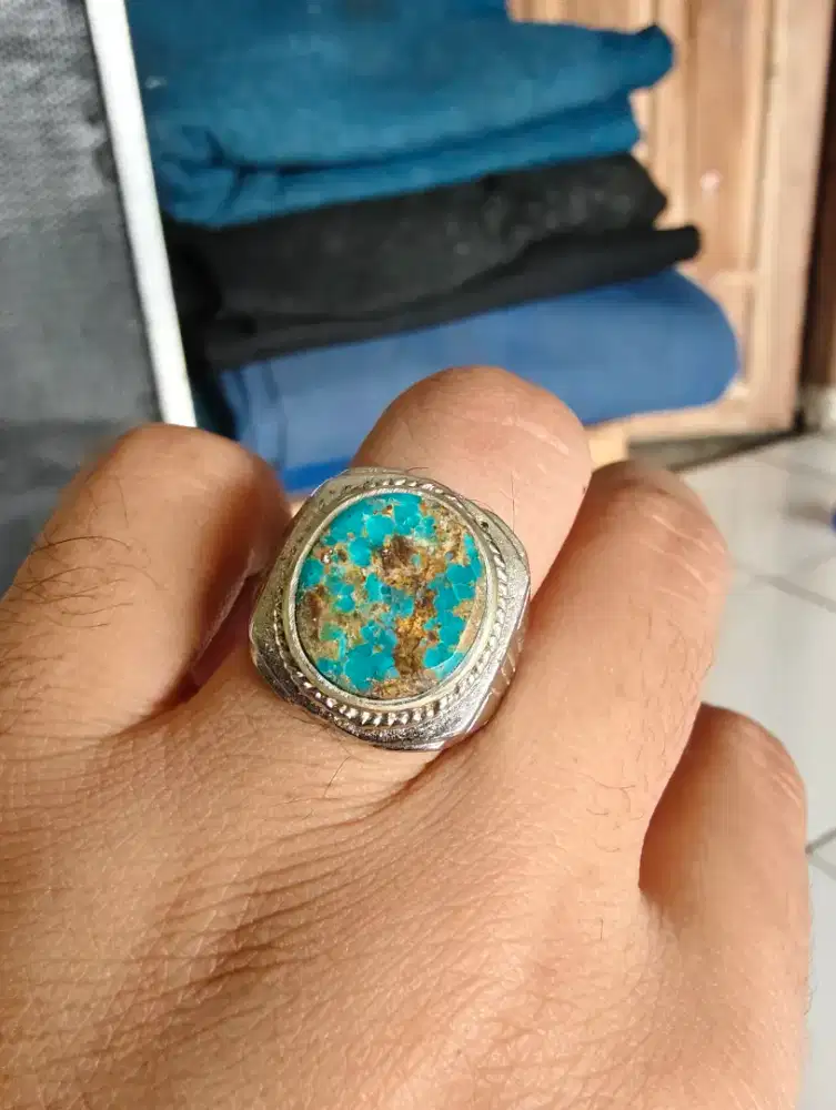 Natural Batu Pirus (Turquoise) Persia Clean Mulus Urat Emas Ajiib