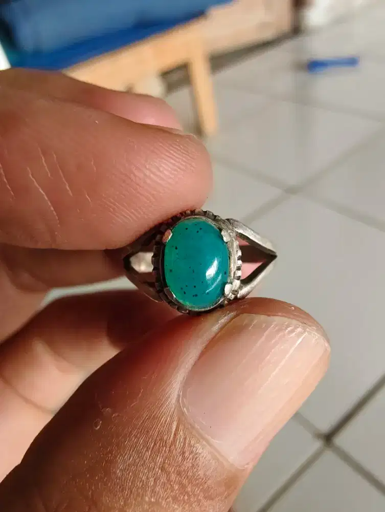 Natural Bacan Doko Lawas Cewe Serat Halus Ajiib Ring Perak