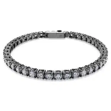 Swarovski Matrix Tennis Bracelet, Round Cut, Grey Size S