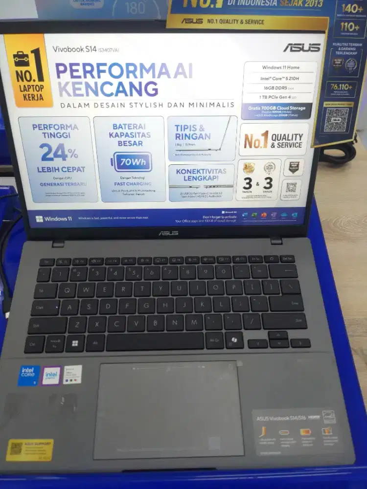 LAPTOP ASUS VIVOBOOK S14 (CORE 5/RAM 16GB/512 GB/ W11/ OHS 24 + M365)