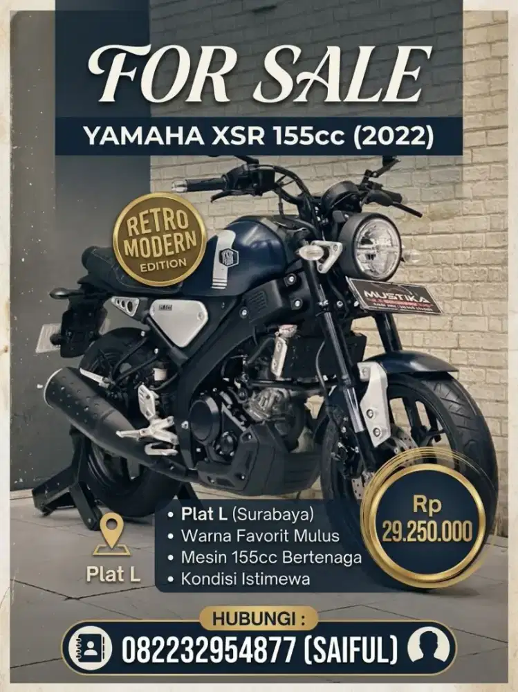 Perfect Condition!!Yamaha XSR Retro Modern 2022 Plat L Mulus-Mustika
