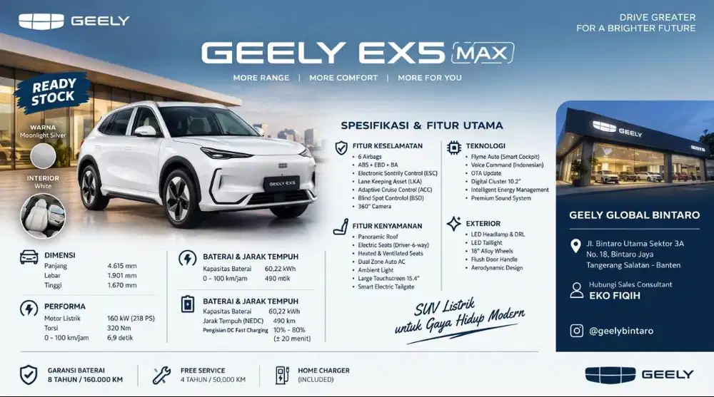 Geely EX 5 Max ( Stok Ready )