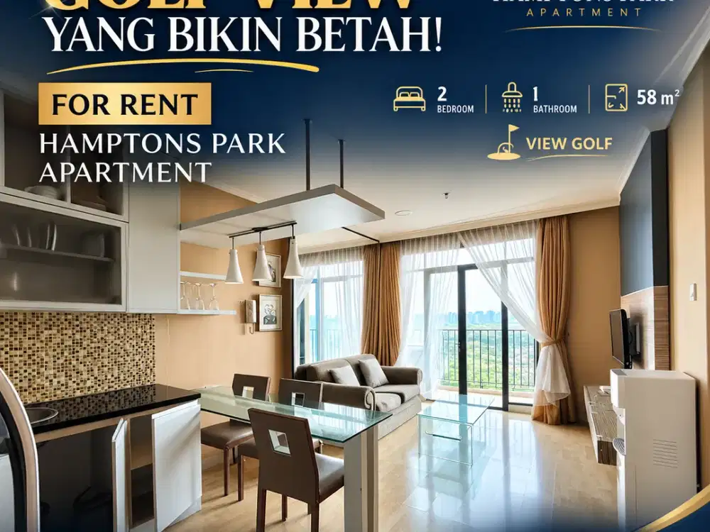 Disewakan Hamptons Park Apartment 2BR 58 m2 View Golf