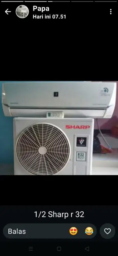 Jual ac shatp lowatt 1/2 pk r 32  360 watt kondisi 95% ori semua