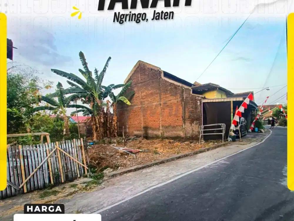 Dijual Tanah siap Bangun di Ngringo jaten, Akses Jalan Lebar