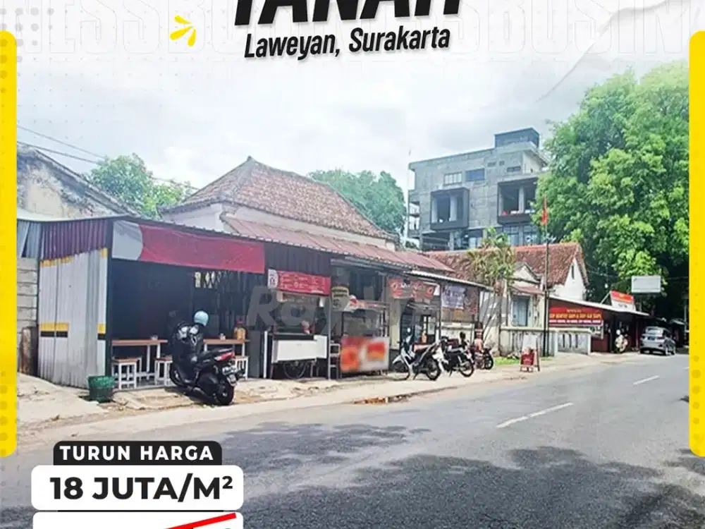 Dijual Tanah Bonus Bangunan di Penumping Laweyan, Lebar Depan 36m