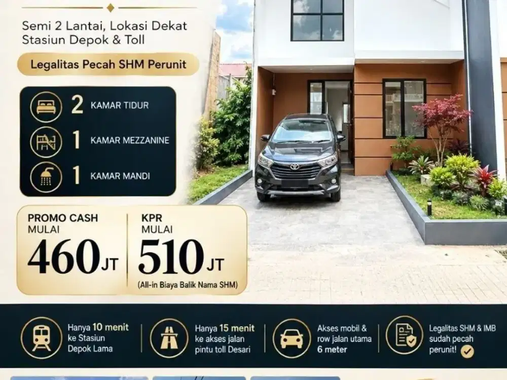 Dijual Rumah Ready Dekat Stasiun Depok, Harga Nego