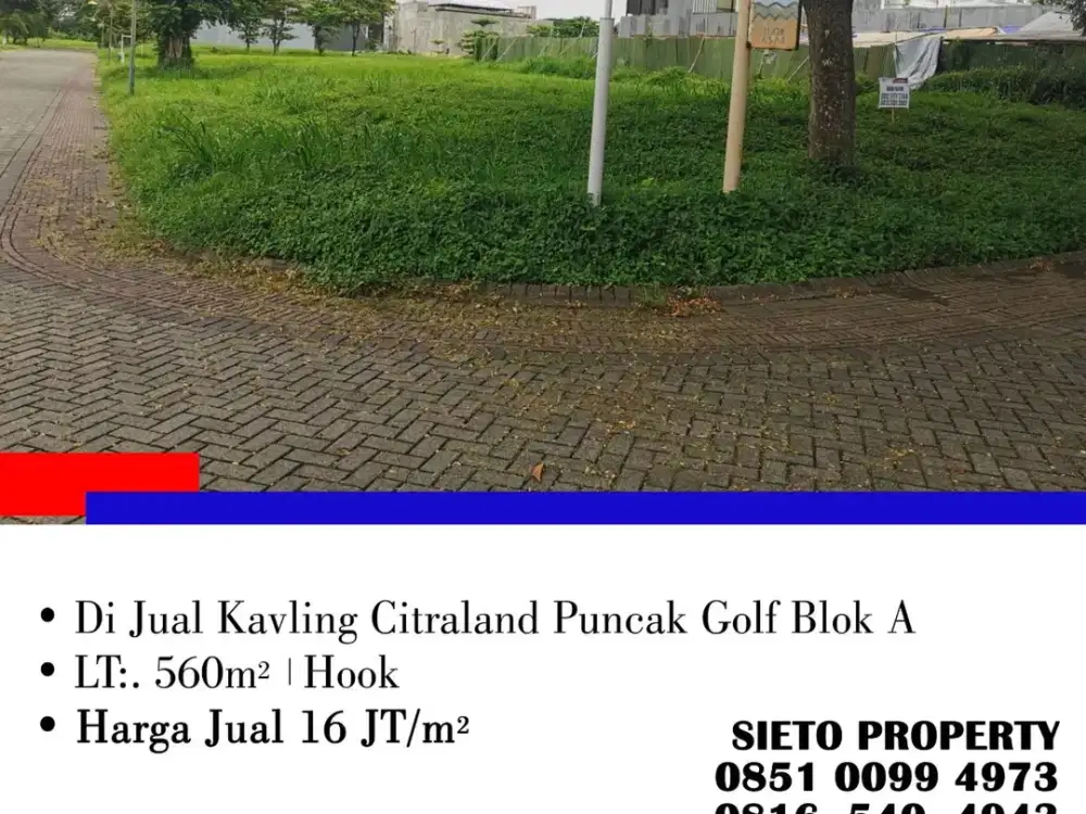 Dijual Murah! Kavling Citraland Puncak Bukit Golf Blok A