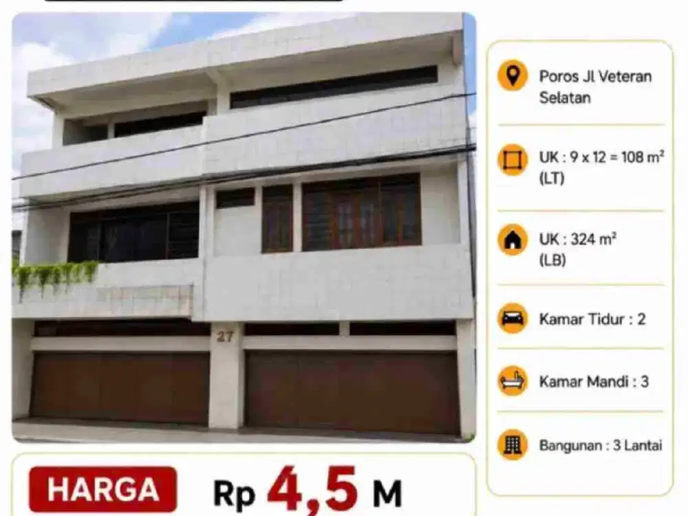 Dijual Ruko 3 lantai Jl. Veteran Selatan Makassar