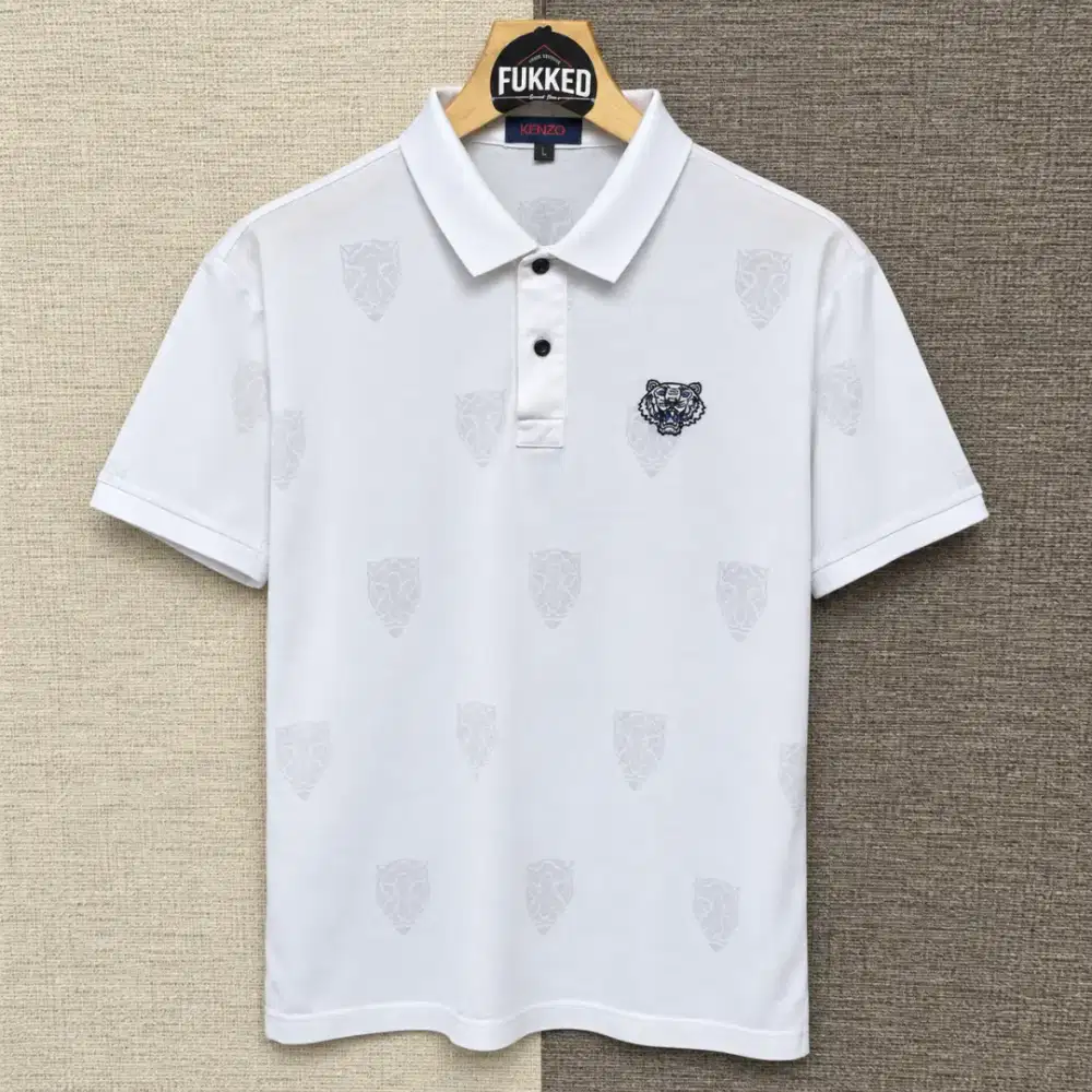 Kaos polo shirt KENZO white colour Watermark Size L