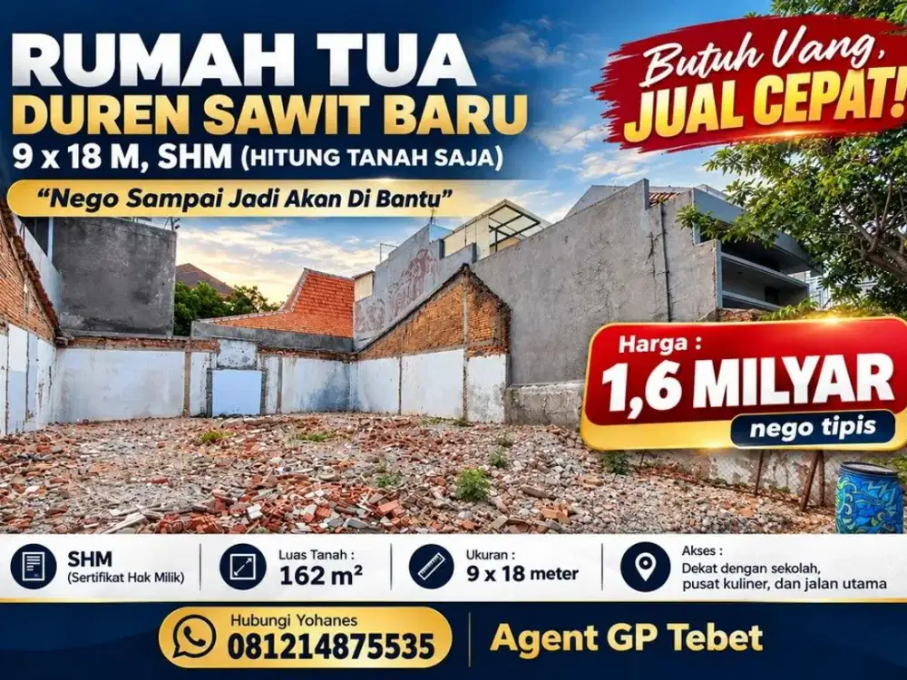 Tanah SHM Duren Sawit LT 162 M² Strategis