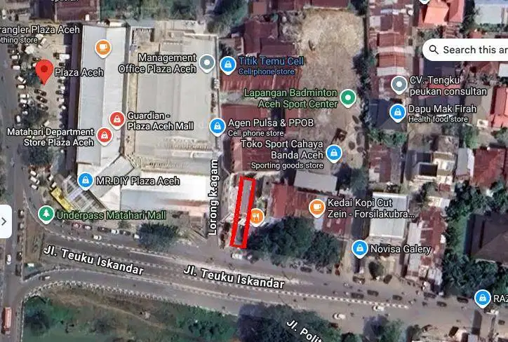 Ruko 3 Lt dijual di Jl. T. Iskandar, samping Plaza Aceh, Beurawe.