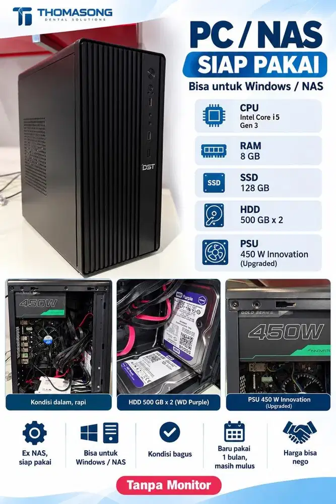 PC Desktop Office, Ex NAS, baru pakai 1 bulan,