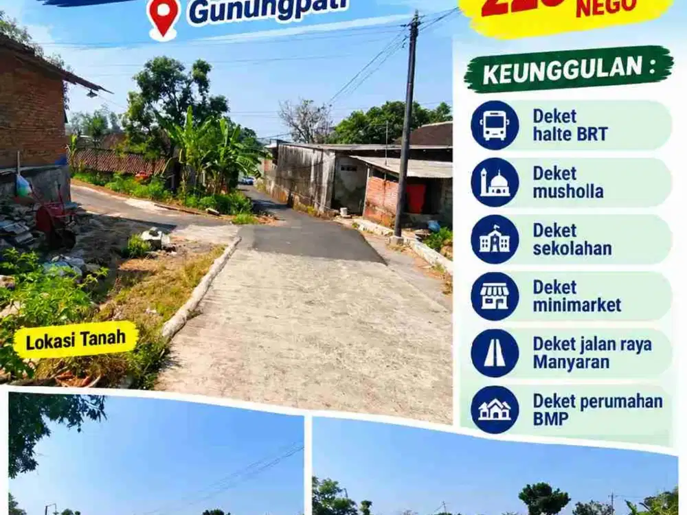 kavling murah hanya 225 juta di jogoprono sadeng lokasi strategis