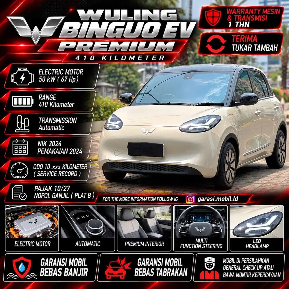 Wuling Binguo EV Premium Range 2024 / Odo 10rbu Kilometer