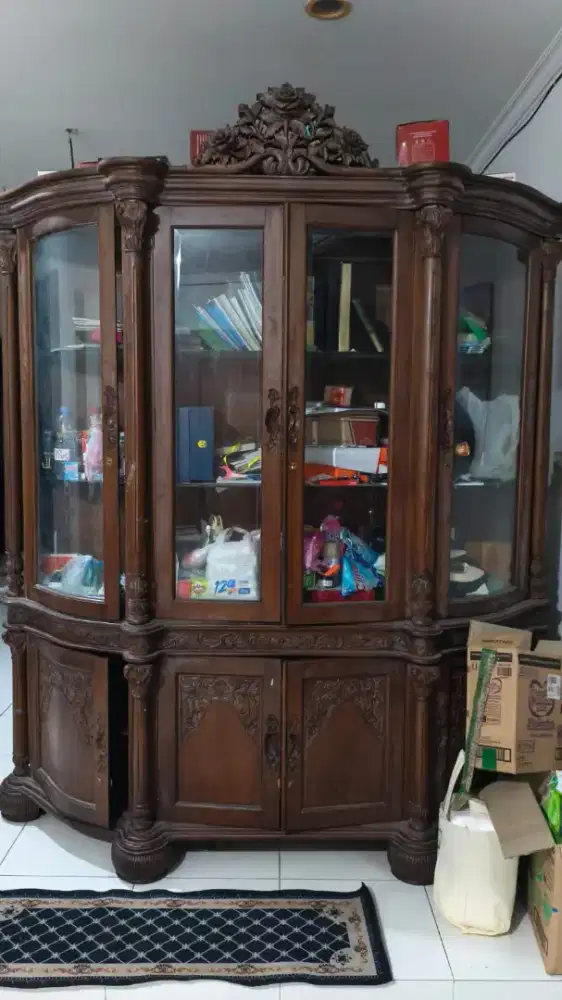 Lemari Rak Hias Kayu Jati