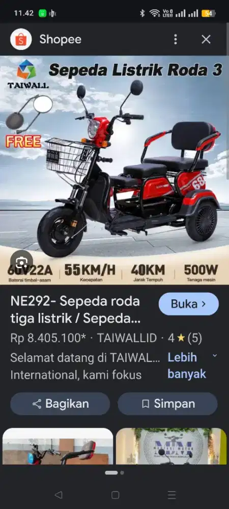 Motor listrik roda 3 batre normal