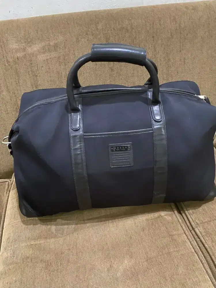 Travel bag coach black nylon tebal original mulus