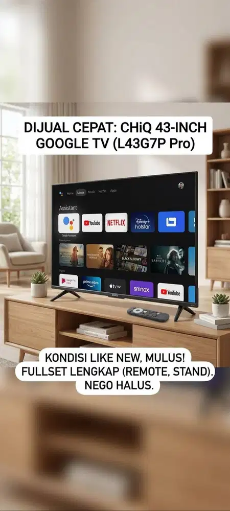 DIJUAL CEPAT: Google TV CHiQ 43 Inch (Seri L43G7P Pro) - Jual Murah