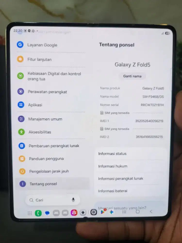 SAMSUNG Z FOLD 5 5G RAM 12/1TB ORIGINAL SEIN MULUS NORMAL FULLSHET