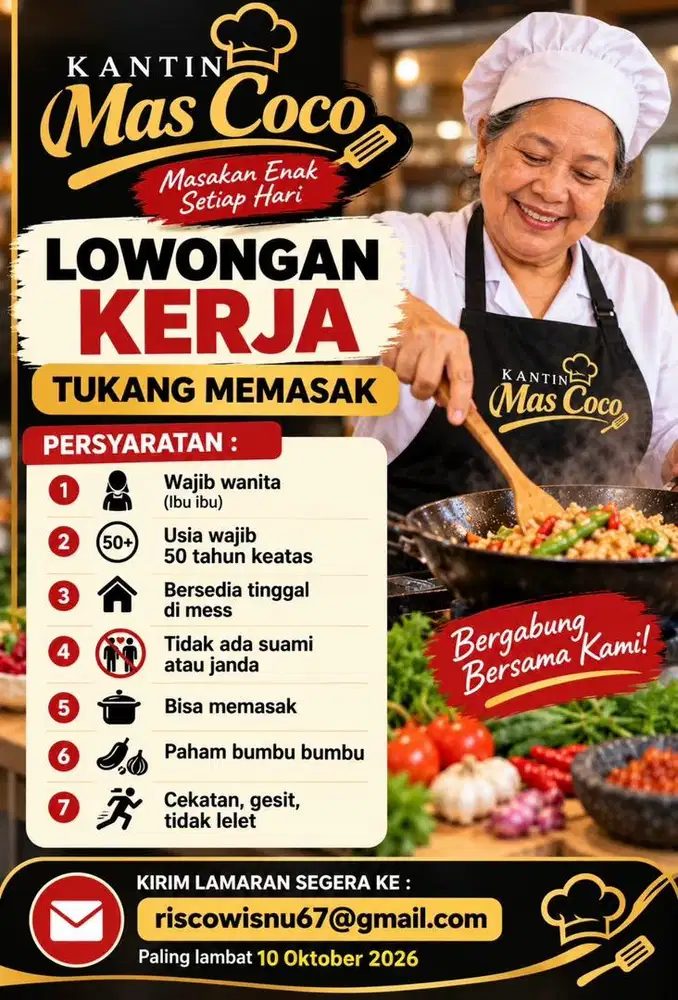 LOWONGAN KERJA TUKANG MEMASAK