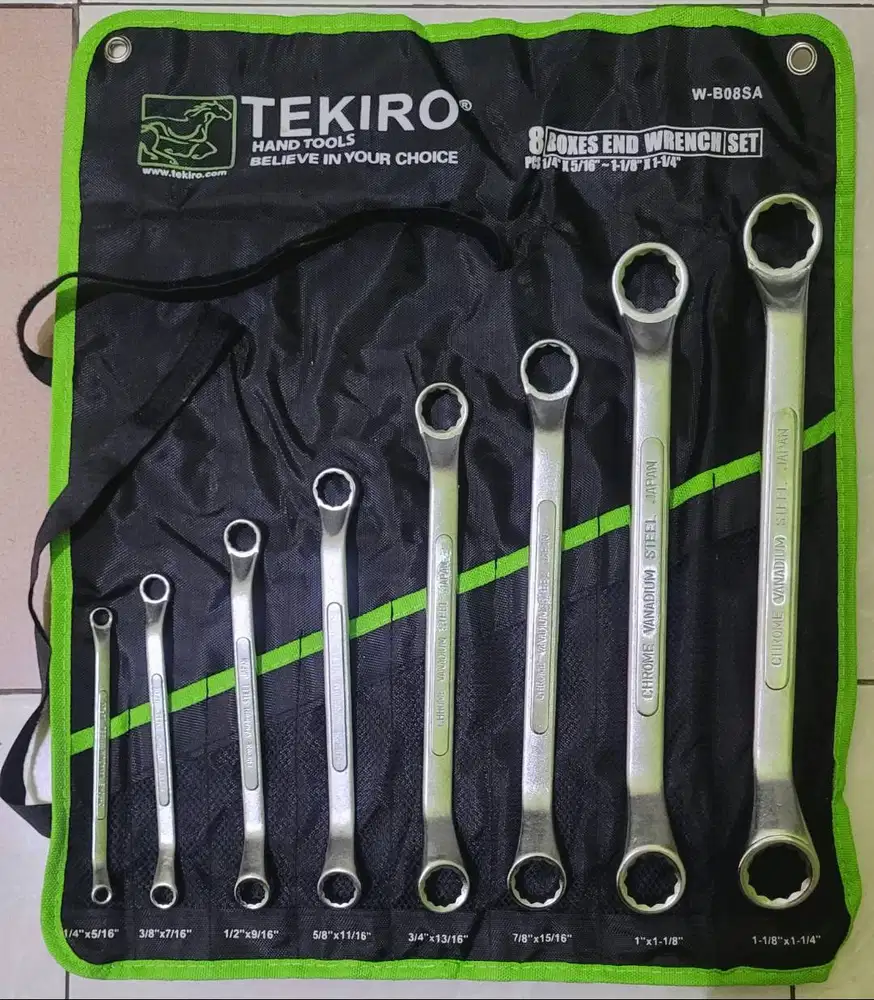 Kunci Ring set ukuran inch isi 8 bh dari 1/4 s/d 1 1/4 -Tekiro