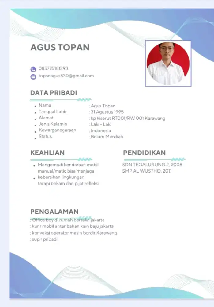 butuh kerjaan supir