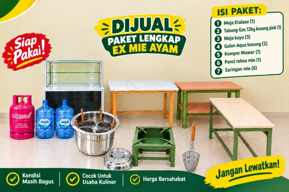 Etalase ex mie ayam lengkap dijual