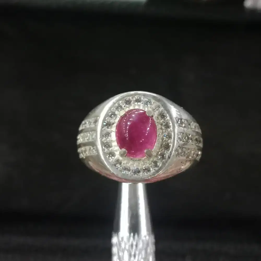 cincin pria Permata Rubby Afrika ring perak